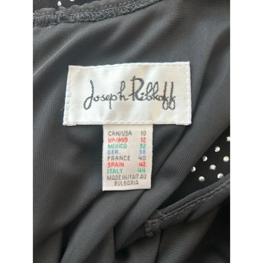 Joseph Ribkoff Black Sleeveless Studded Sheath Dress Keyhole Neckline Size 10